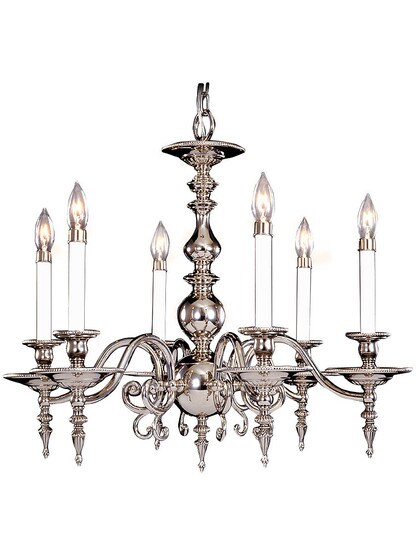 6 Lights Kensington Chandelier in Polished Silver.